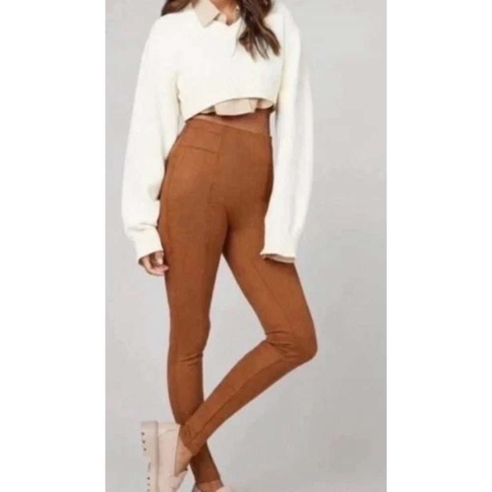 New SPANX Faux Suede Leggings Size Small Rich Caramel High Waist 20322R X-Small